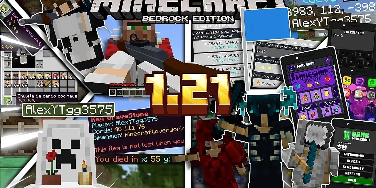 TOP 10 MEJORES ADDONS SURVIVAL CUSTOM de la 1.21 para MINECRAFT PE