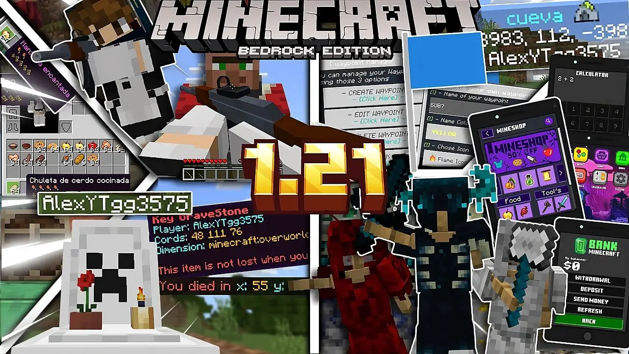 TOP 10 MEJORES ADDONS SURVIVAL CUSTOM de la 1.21 para MINECRAFT PE